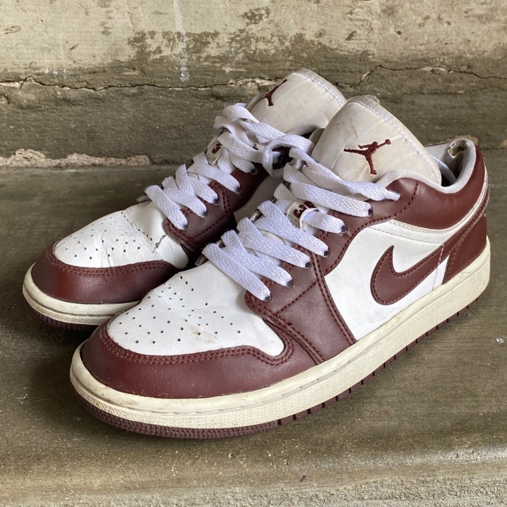 Jordan Low Top Sneakers White and Maroon